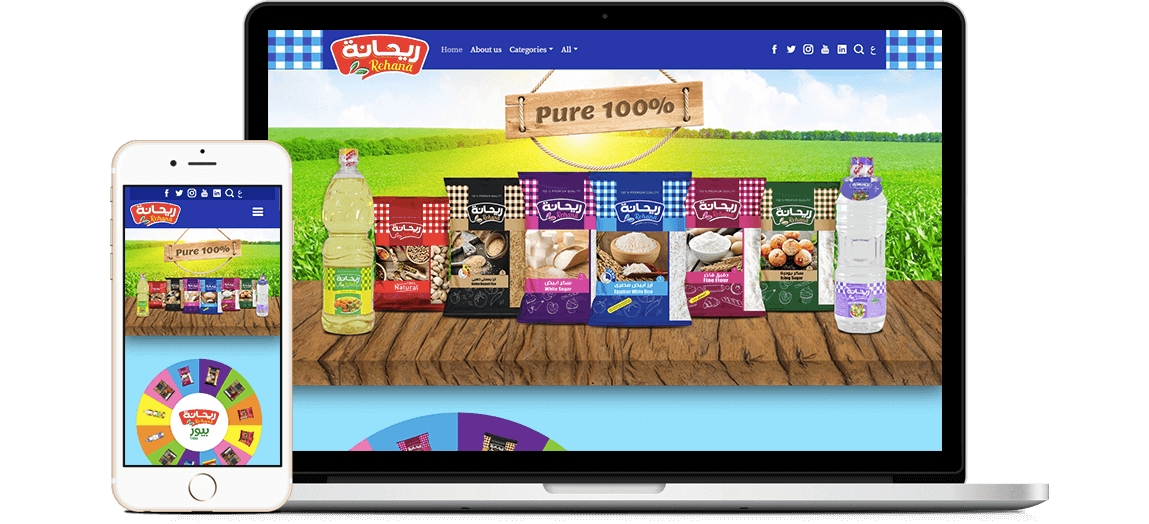 تصميم وتطوير موقع لعرض منتجات ريحانة للأغذية