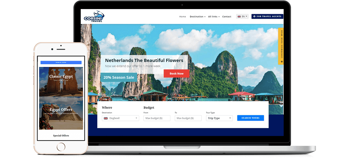 Corsini: Travel agency website design