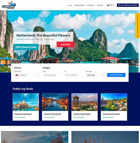 Corsini: Travel agency website design